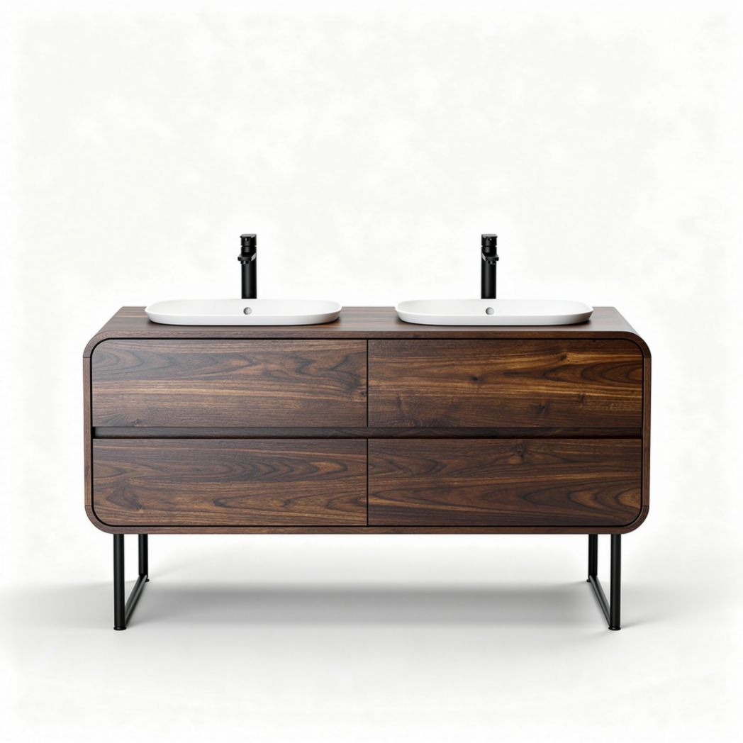 Wastafelmeubel met dubbele wastafels voor de badkamer - 100 x 45 x 80cm