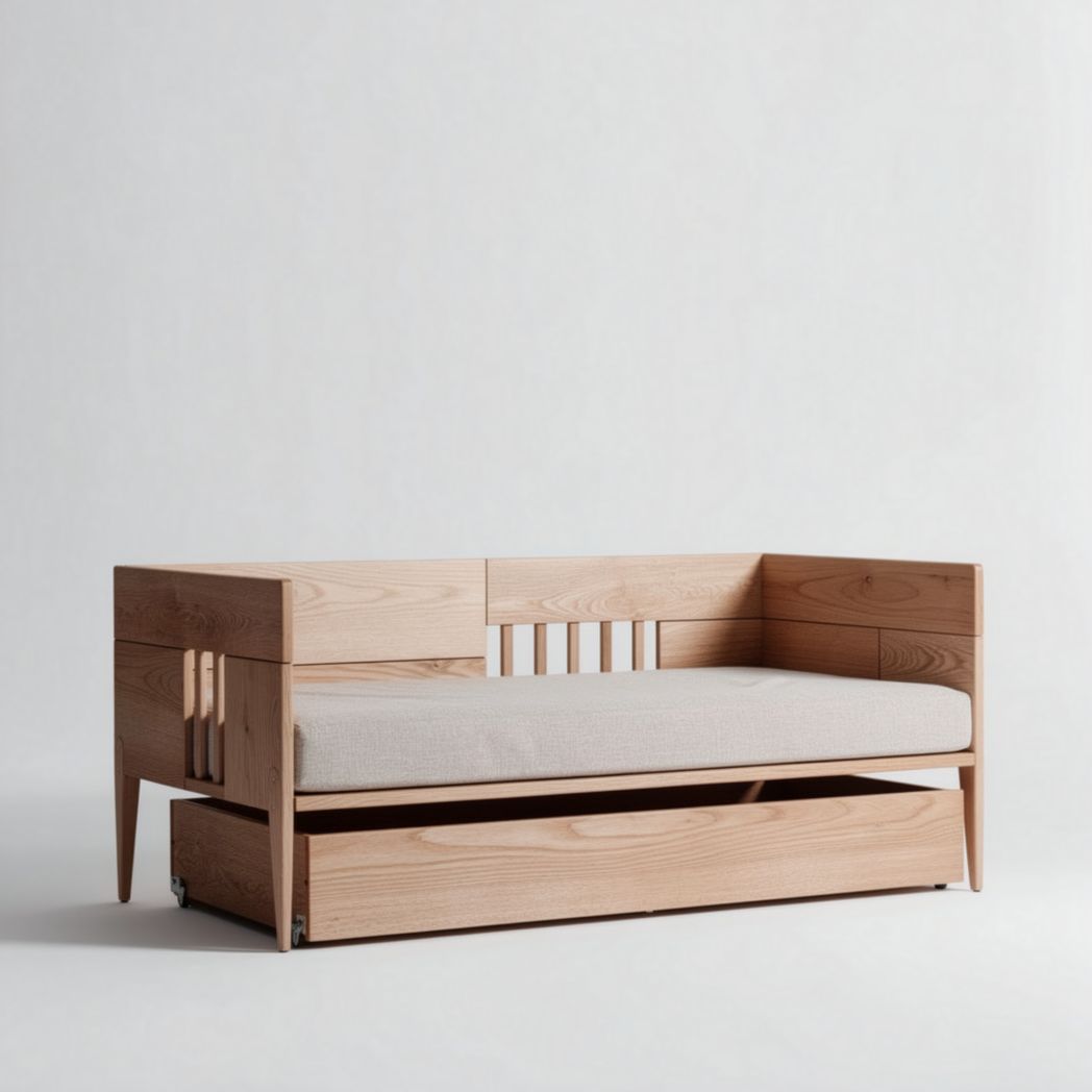 Tweepersoonsbed van massief hout voor de slaapkamer met opbergruimte - 190 x 90 x 70cm